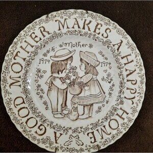 Norma Sherman Tribute To Mother Antique Plate 1974 Royal‎ Crownford Cottagecore
